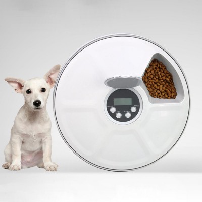 Round Timing Feeder Automatic Pet Feeder 6 Meals 6 Grids Cat Dog Electric Dry Food Dispenser