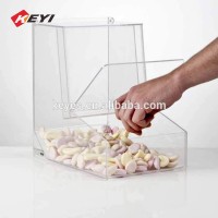 Custom Supermarket Clear Acrylic Dry Food Candy Dispenser Bins / Dispenser For Bulk Food